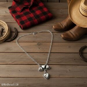 Wild Horse Hearts Set In Solid Sterling Silver Necklace